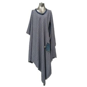 Upcycled Swag Boho Geometric Poncho Tunic Top Denim Pocket OOAK Wearable Art